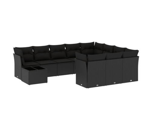 11-Daļīgs Dārza Dīvāna Komplekts, Matrači, Melna Pe Rotangpalma Vidaxl