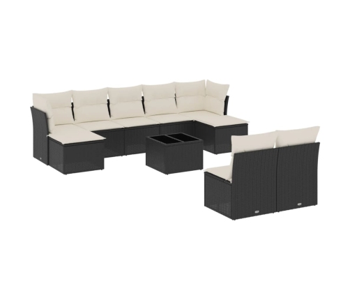 10-Daļīgs Dārza Dīvāna Komplekts, Matrači, Melna Pe Rotangpalma Vidaxl