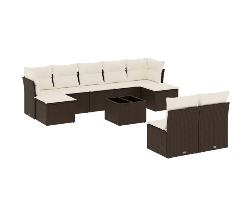 10-Daļīgs Dārza Dīvāna Komplekts, Matrači, Brūna Pe Rotangpalma Vidaxl