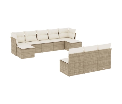 10-Daļīgs Dārza Dīvāna Komplekts, Matrači, Bēša Pe Rotangpalma Vidaxl