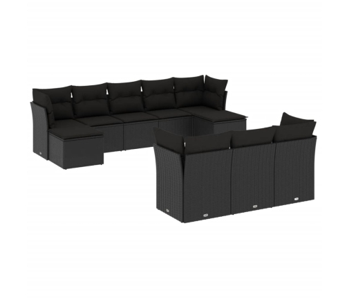 10-Daļīgs Dārza Dīvāna Komplekts, Matrači, Melna Pe Rotangpalma Vidaxl