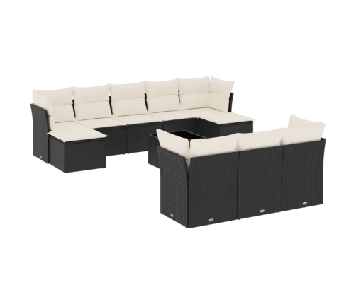 vidaXL 11-daļīgs dārza dīvāna komplekts, matrači, melna PE rotangpalma