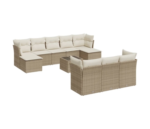 11-Daļīgs Dārza Dīvāna Komplekts, Matrači, Bēša Pe Rotangpalma Vidaxl