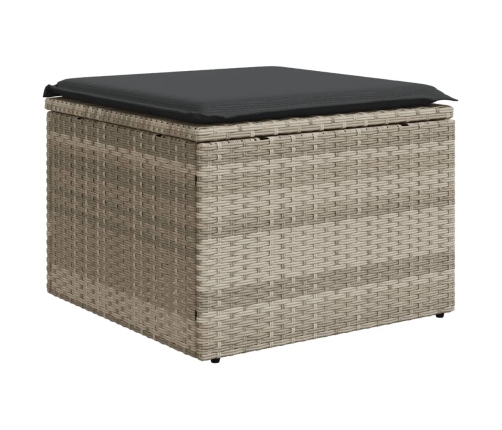 vidaXL 11-daļīgs dārza dīvāna komplekts ar matračiem, pelēka PE pinums