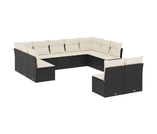 11-Daļīgs Dārza Dīvāna Komplekts, Matrači, Melna Pe Rotangpalma Vidaxl