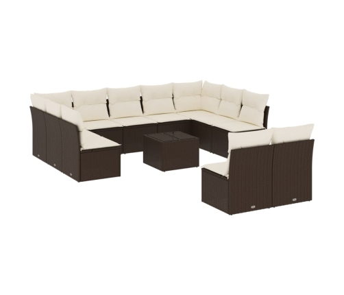 vidaXL 12-daļīgs dārza dīvāna komplekts, matrači, brūna PE rotangpalma