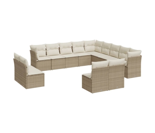 vidaXL 12-daļīgs dārza dīvāna komplekts, matrači, bēša PE rotangpalma