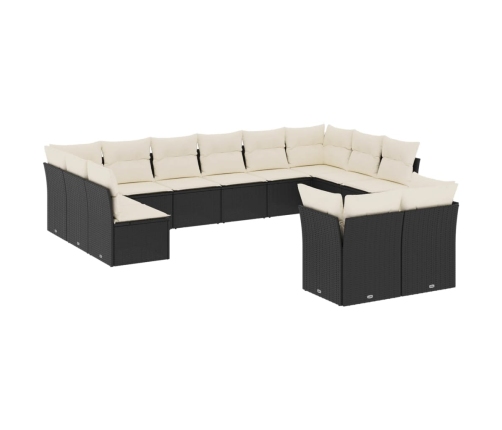 vidaXL 12-daļīgs dārza dīvānu komplekts, matrači, melna PE rotangpalma