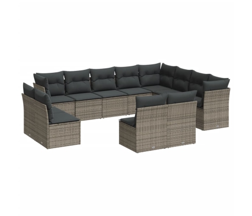 vidaXL 12-daļīgs dārza atpūtas mēbeļu komplekts, matrači, pelēks PE