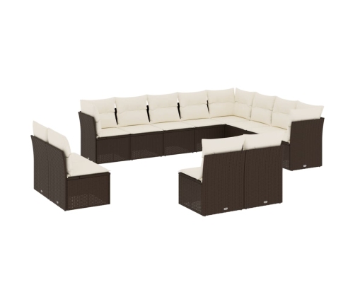 vidaXL 12-daļīgs dārza dīvāna komplekts, matrači, brūna PE rotangpalma