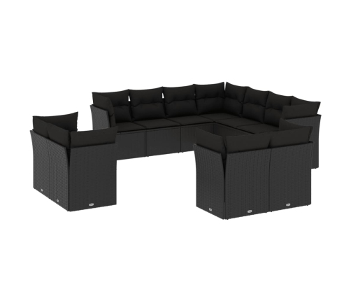 11-Daļīgs Dārza Dīvāna Komplekts, Matrači, Melna Pe Rotangpalma Vidaxl