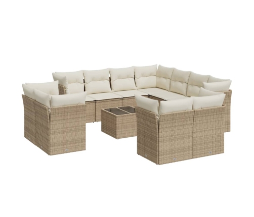 12-Daļīgs Dārza Dīvāna Komplekts, Matrači, Bēša Pe Rotangpalma Vidaxl