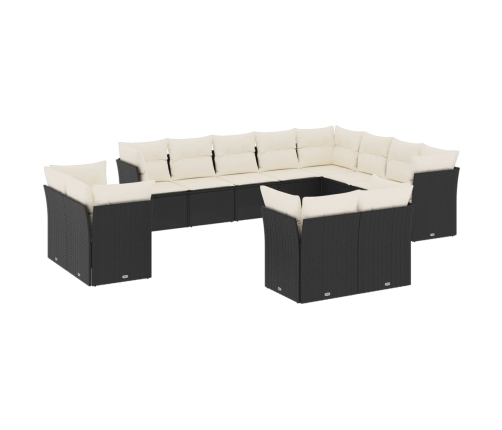 vidaXL 12-daļīgs dārza dīvānu komplekts, matrači, melna PE rotangpalma