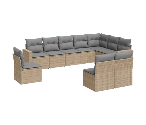 10-Daļīgs Dārza Dīvāna Komplekts, Matrači, Bēša Pe Rotangpalma Vidaxl