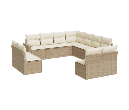 vidaXL 11-daļīgs dārza dīvāna komplekts, matrači, bēša PE rotangpalma