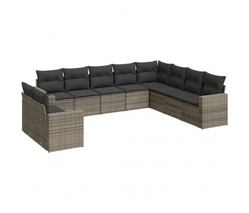 10-Daļīgs Dārza Dīvāna Komplekts Ar Matračiem, Pelēks Pe Pinums Vidaxl