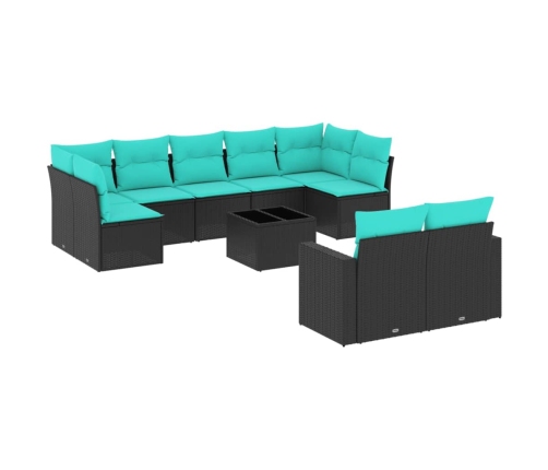 10-Daļīgs Dārza Dīvāna Komplekts Ar Matračiem Melna Rotangpalma Vidaxl