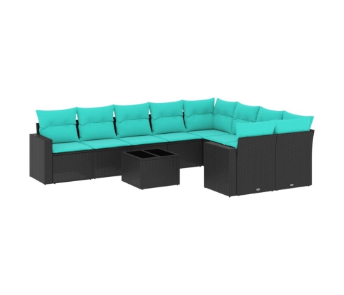 10-Daļīgs Dārza Dīvāna Komplekts Ar Matračiem Melna Rotangpalma Vidaxl