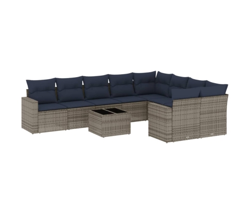 10Daļīgs Dārza Dīvāna Komplekts Ar Matračiem Pelēka Rotangpalma Vidaxl