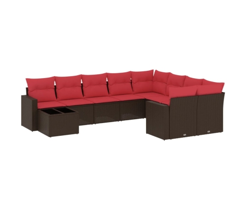 10-Daļīgs Dārza Dīvāna Komplekts, Matrači, Brūna Pe Rotangpalma Vidaxl