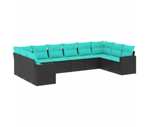 10-Daļīgs Dārza Dīvāna Komplekts Ar Matračiem Melna Rotangpalma Vidaxl