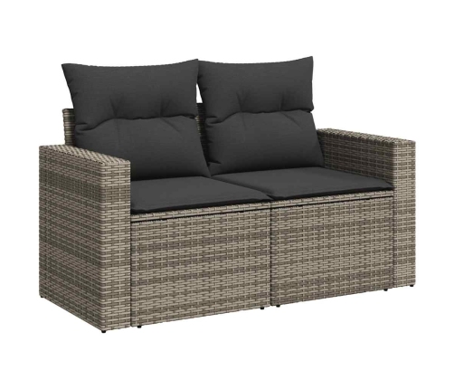 vidaXL 10-daļīgs dārza dīvāna komplekts ar matračiem, pelēka PE pinums