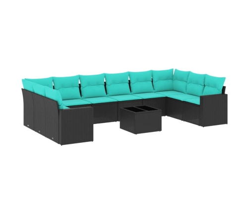 11-Daļīgs Dārza Dīvāna Komplekts, Matrači, Melna Pe Rotangpalma Vidaxl