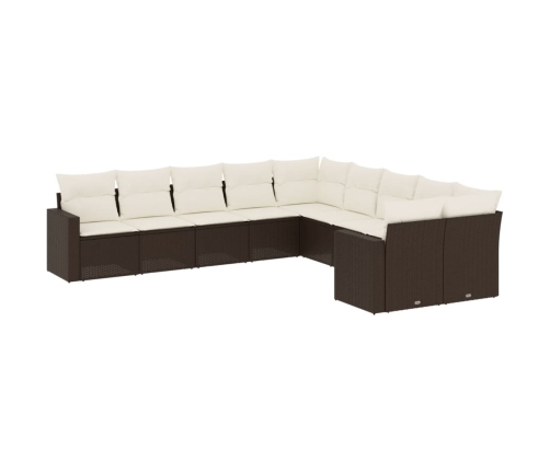 10-Daļīgs Dārza Dīvāna Komplekts, Matrači, Brūna Pe Rotangpalma Vidaxl