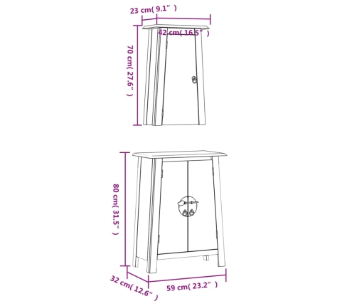 vidaXL 2-daļīgs vannasistabas mēbeļu komplekts, priedes masīvkoks
