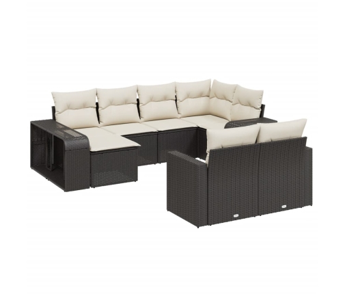 10-Daļīgs Dārza Dīvāna Komplekts, Matrači, Melna Pe Rotangpalma Vidaxl