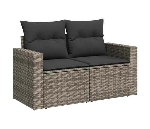 vidaXL 11-daļīgs dārza dīvāna komplekts ar matračiem, pelēka PE pinums