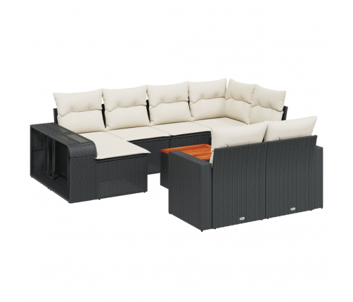 vidaXL 11-daļīgs dārza dīvāna komplekts, matrači, melna PE rotangpalma