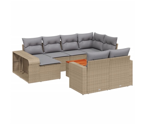 vidaXL 11-daļīgs dārza dīvāna komplekts, matrači, bēša PE rotangpalma