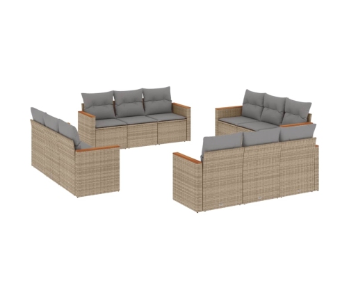 vidaXL 12-daļīgs dārza dīvāna komplekts, matrači, bēša PE rotangpalma