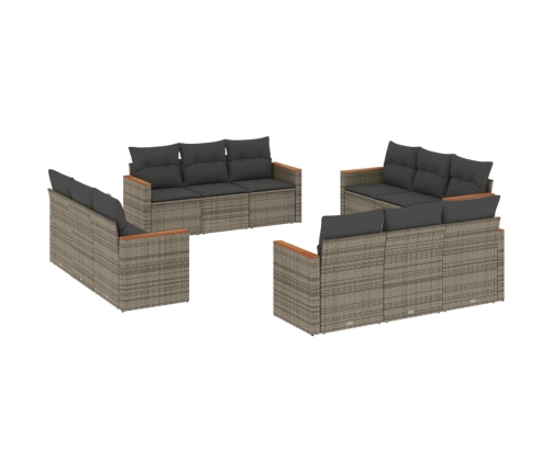 vidaXL 12-daļīgs dārza atpūtas mēbeļu komplekts, matrači, pelēks PE