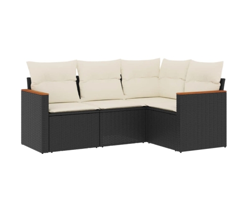 vidaXL 4-daļīgs dārza dīvāna komplekts ar matračiem, PE rotangpalma