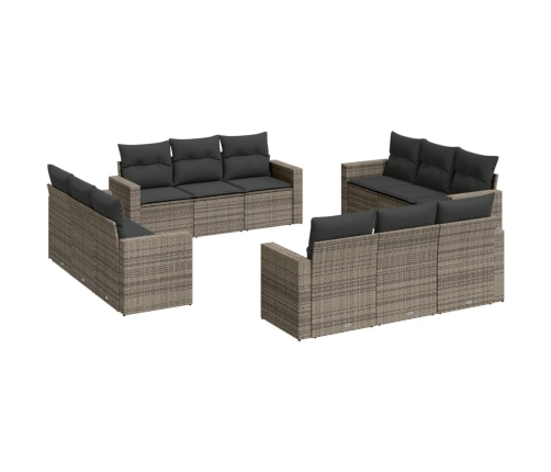 vidaXL 12-daļīgs dārza atpūtas mēbeļu komplekts, matrači, pelēks PE