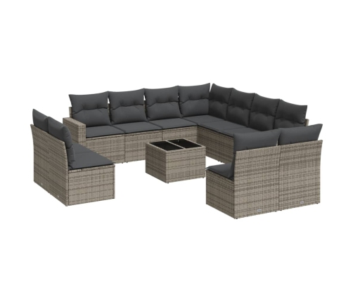 vidaXL 12-daļīgs dārza atpūtas mēbeļu komplekts, matrači, pelēks PE