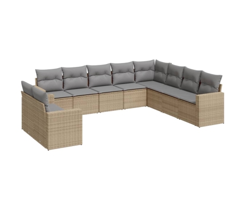 10-Daļīgs Dārza Dīvāna Komplekts, Matrači, Bēša Pe Rotangpalma Vidaxl