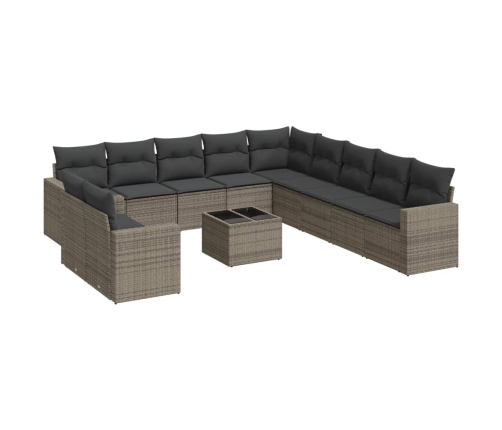 vidaXL 12-daļīgs dārza atpūtas mēbeļu komplekts, matrači, pelēks PE