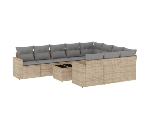 11-Daļīgs Dārza Dīvāna Komplekts, Matrači, Bēša Pe Rotangpalma Vidaxl