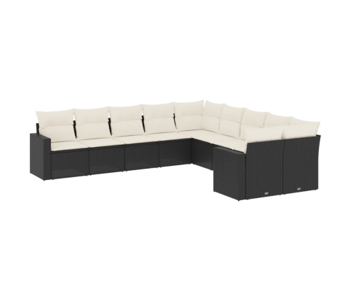 10-Daļīgs Dārza Dīvāna Komplekts, Matrači, Melna Pe Rotangpalma Vidaxl