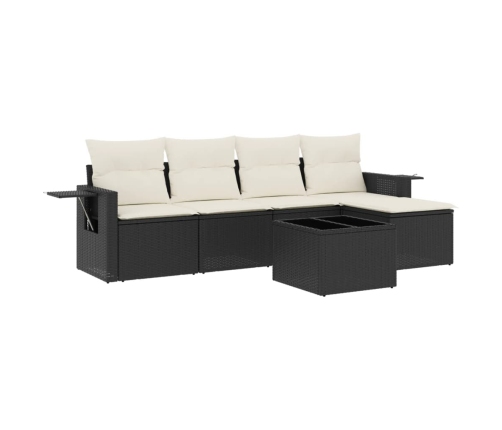 vidaXL 6-daļīgs dārza dīvāna komplekts, matrači, melna PE rotanpalma