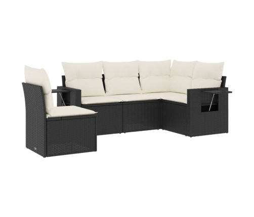 vidaXL 5-daļīgs dārza dīvāna komplekts ar matračiem, PE rotangpalma