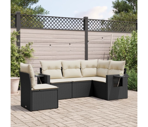 vidaXL 5-daļīgs dārza dīvāna komplekts ar matračiem, PE rotangpalma