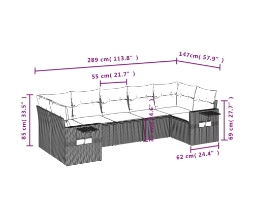 vidaXL 7-daļīgs dārza dīvāna komplekts ar matračiem, melna PE
