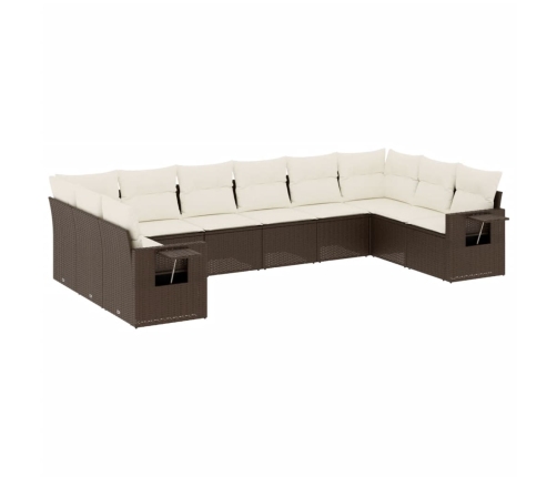 10-Daļīgs Dārza Dīvāna Komplekts, Matrači, Brūna Pe Rotangpalma Vidaxl