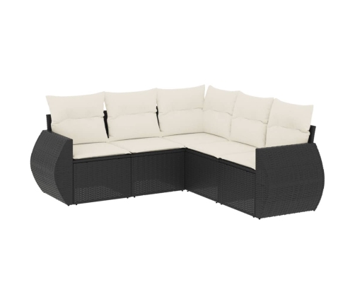 vidaXL 5-daļīgs dārza dīvāna komplekts ar matračiem, PE rotangpalma