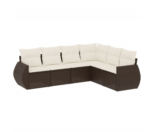 vidaXL 6-daļīgs dārza dīvānu komplekts, matrači, brūna PE rotangpalma