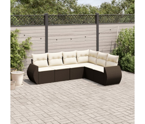 vidaXL 6-daļīgs dārza dīvānu komplekts, matrači, brūna PE rotangpalma